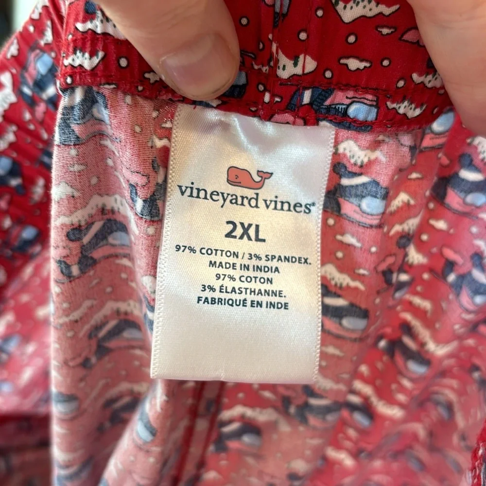 Vineyard  Vines Men's Red Lounge Pajama Pants‎ Skiing Whale Print 2XL